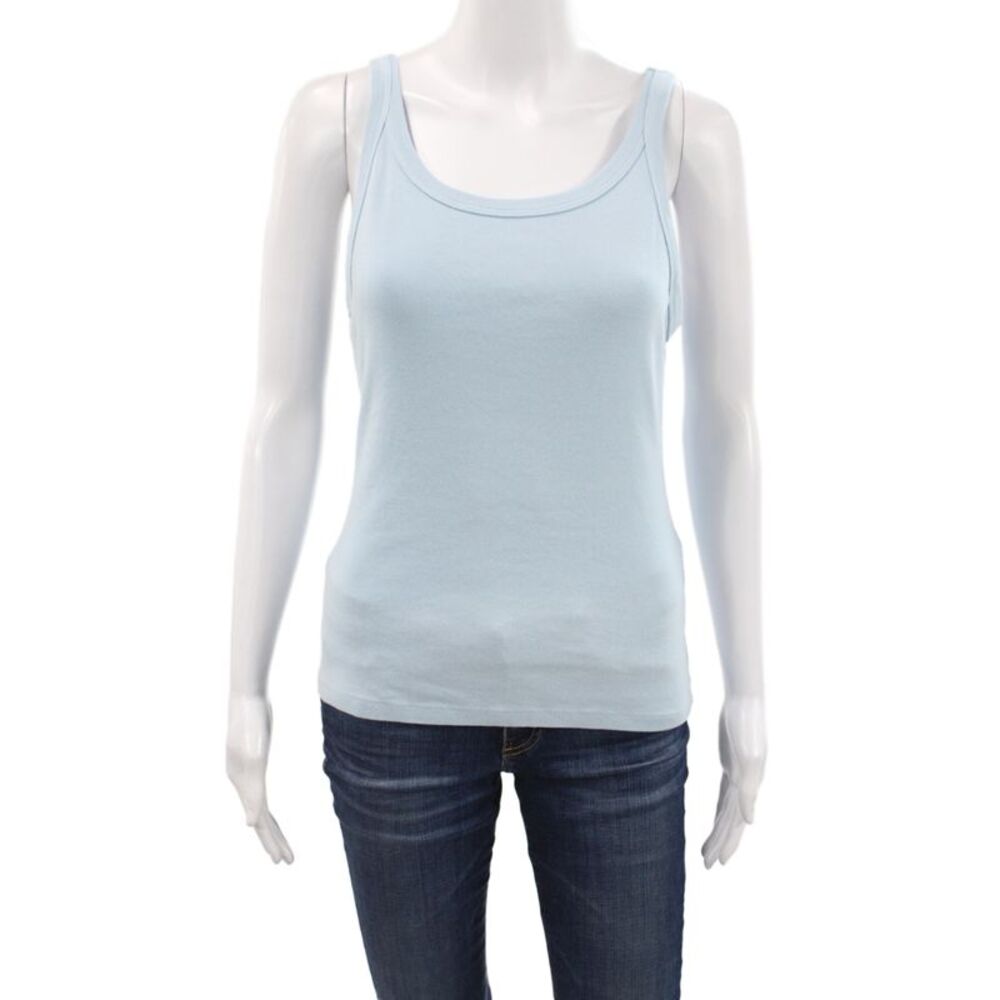 Michael Stars Womens Basic Scoop Neck Sleeveless Tank Blue Cotton Size One Size